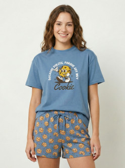 Pijama mujer manga corta galleta