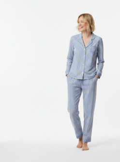 Pijama afelpado abierto mujer rayas