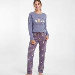 Pijama afelpado mujer  Oso Rayas