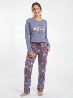 Pijama afelpado mujer  Oso Rayas