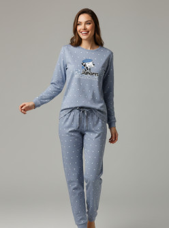 Pijama algodón fino mujer lunares dálmata