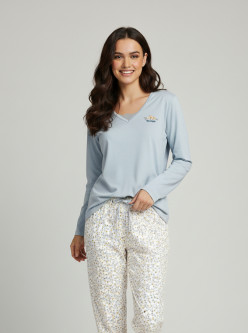 Pijama algodón fino mujer flores