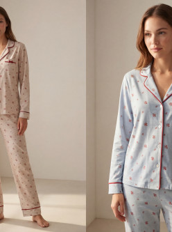 Pijama A. Orgánico mujer flores