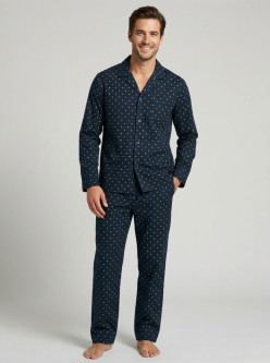 Pijama abierto algodón fino caballero