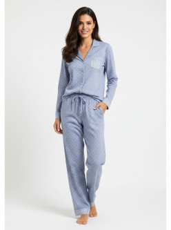 Pijama algodón fino abierto mujer